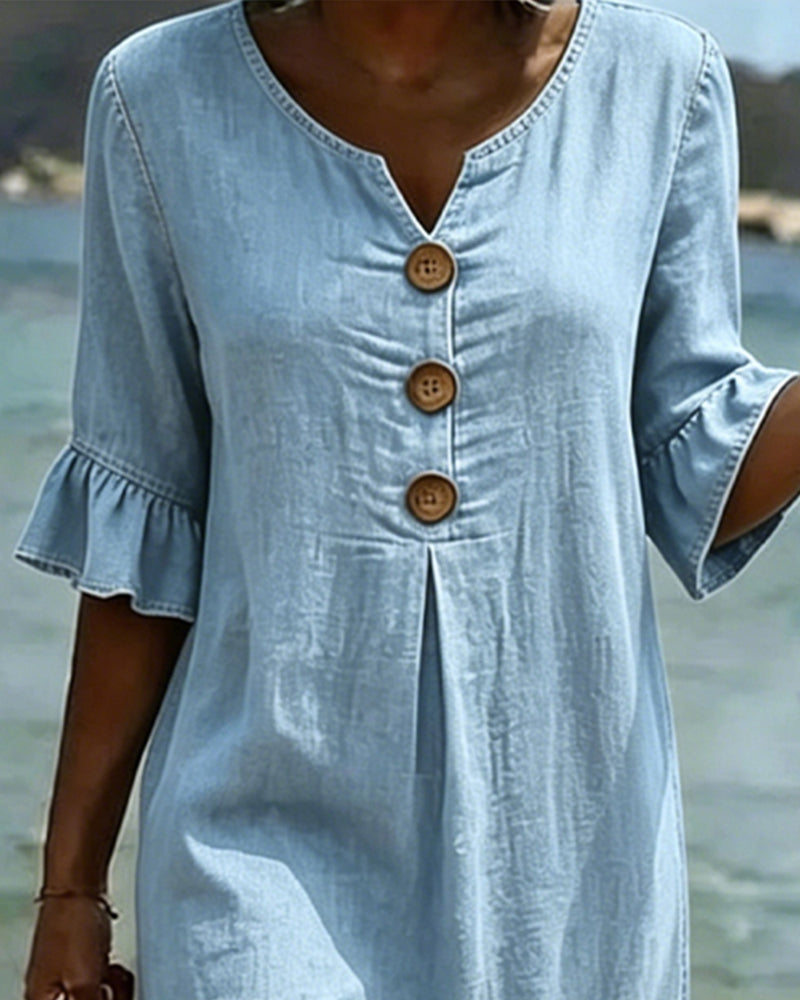 Willa London™ | Serene Denim A-Line Dress