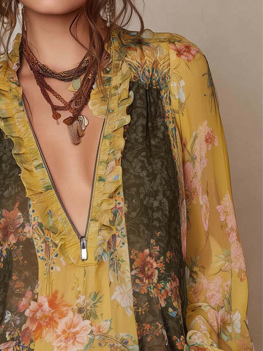 Willa London™ | Vintage Blossom Ruffle Blouse
