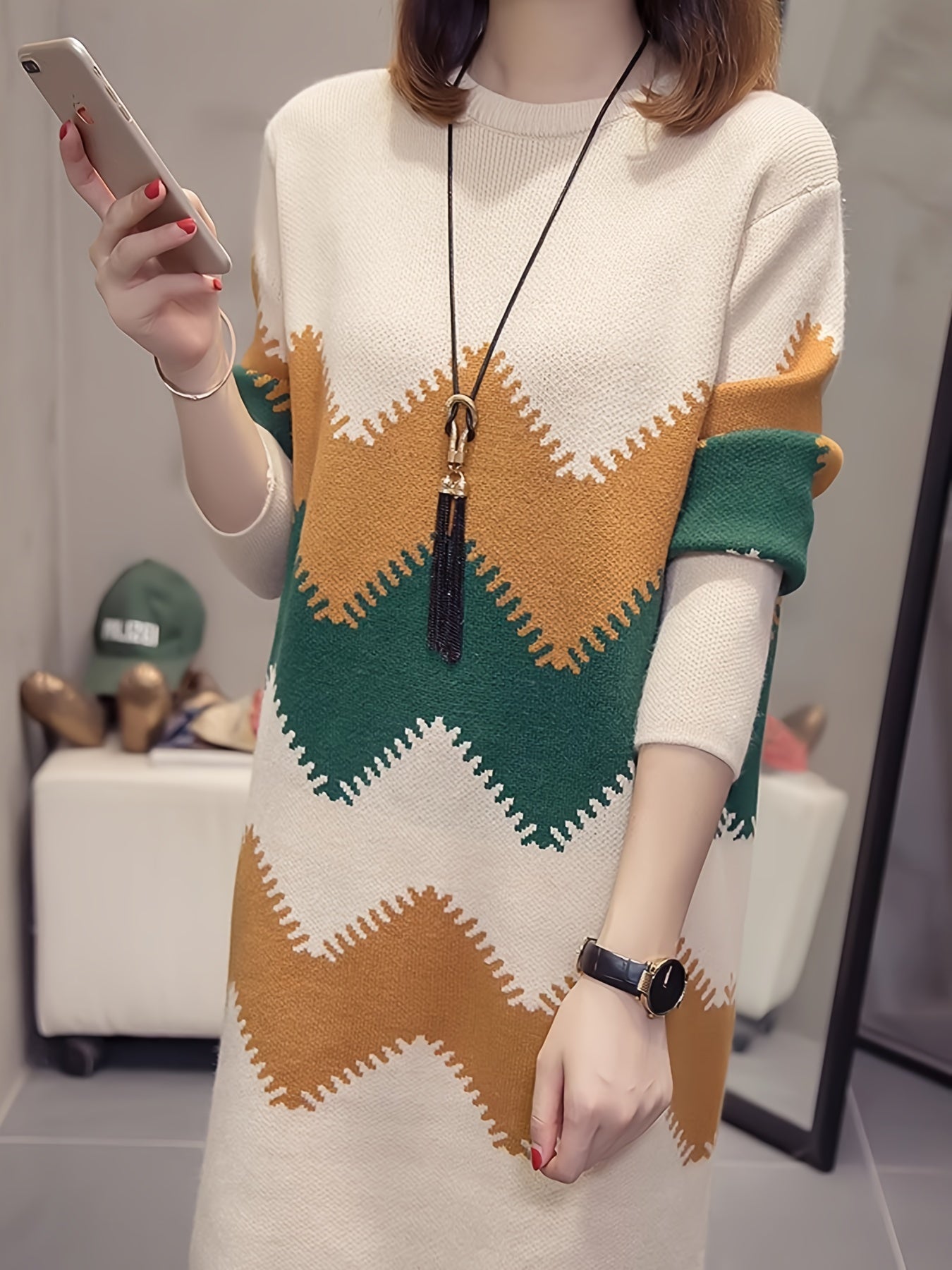 Willa London™ | Mirabelle Chic Colourblock Knit Dress
