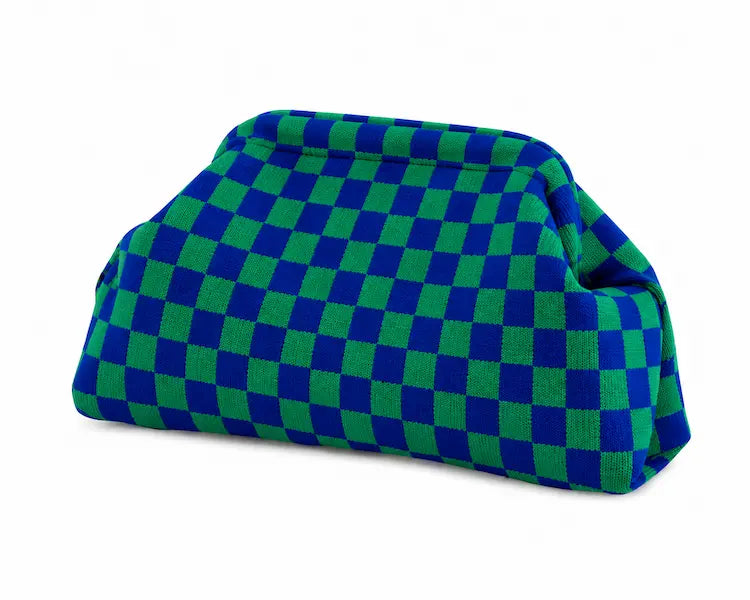 Portofino Knit Clutch — angled 3/4 view for size reference