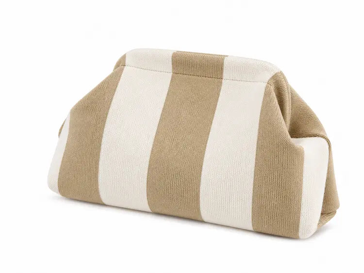 Portofino Knit Clutch by Willa London — pink and green striped knit clutch bag