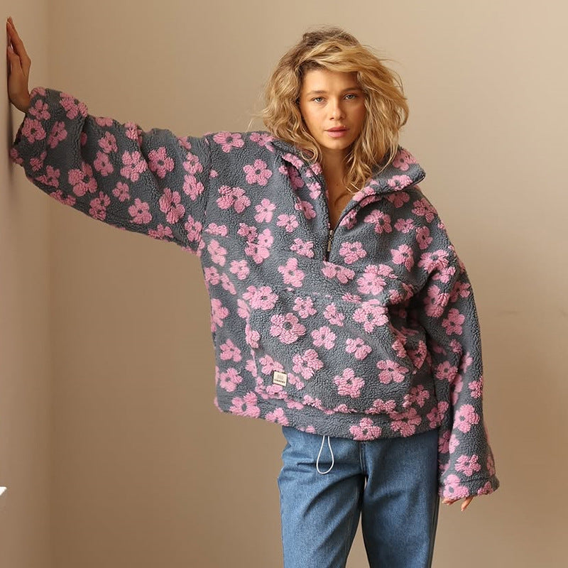 Willa London™ | Bohemian Blossom Oversized Sherpa Sweatshirt