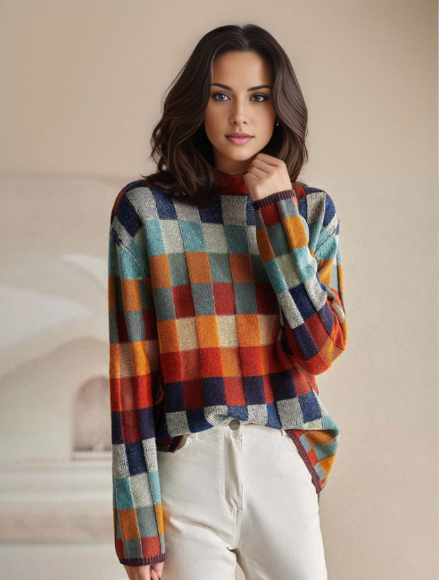 Willa London™ | Geometric Elegance Knit Sweater
