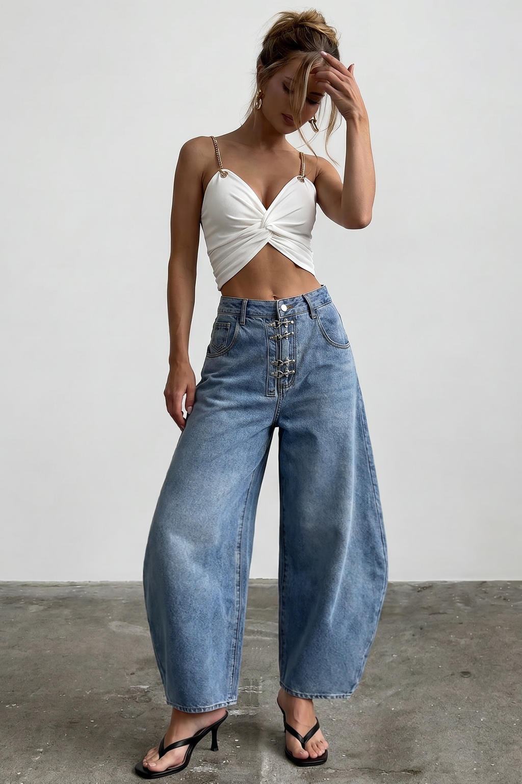 Willa London™ | Luxe Metallic Wide Leg Jeans