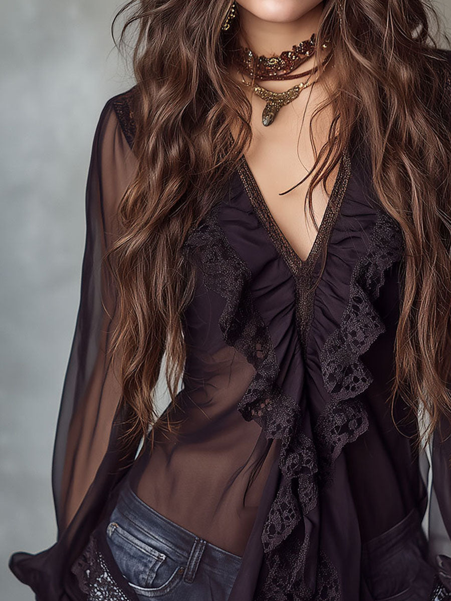 Willa London™ | Enchanted Lace Ruffle Blouse