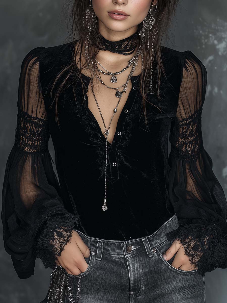Willa London™ | Vintage Velvet Elegance Blouse