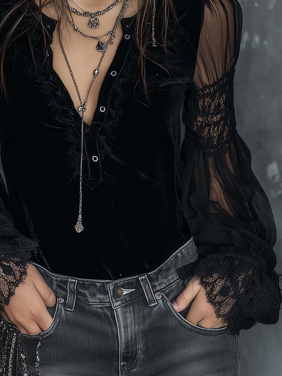 Willa London™ | Vintage Velvet Elegance Blouse