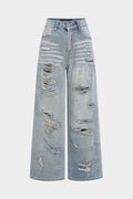 Willa London™ | Asymmetrical Ripped Denim Elegance