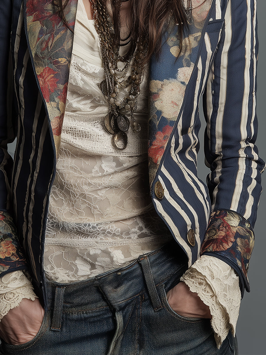 Willa London™ | Bohemian Floral Stripe Blazer