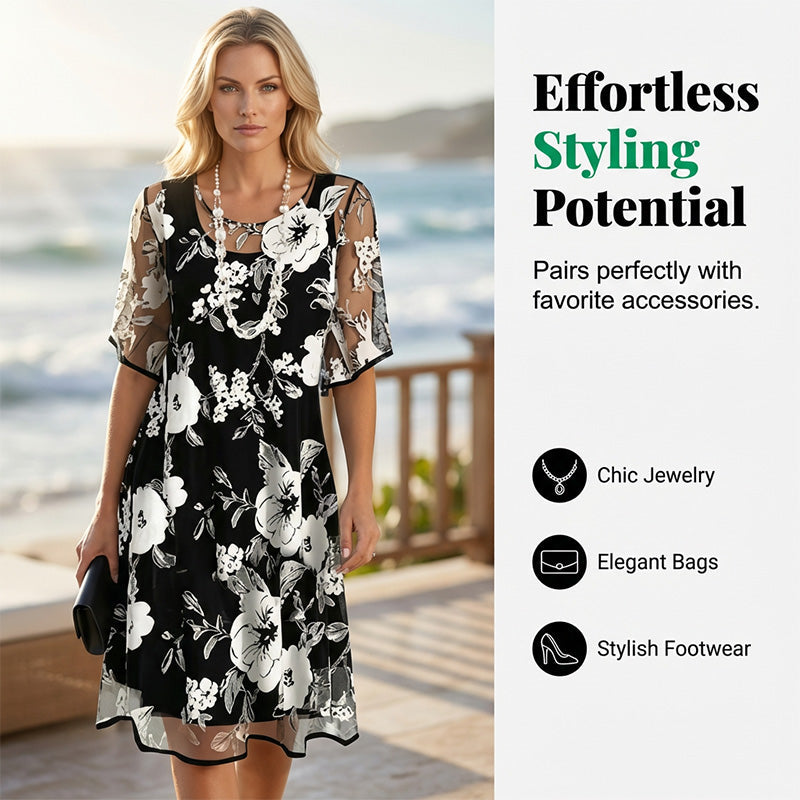 Willa London™ | Celestial Floral Chiffon Dress