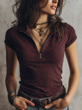 Willa London™ | Vintage Luxe Zip-Neck Top