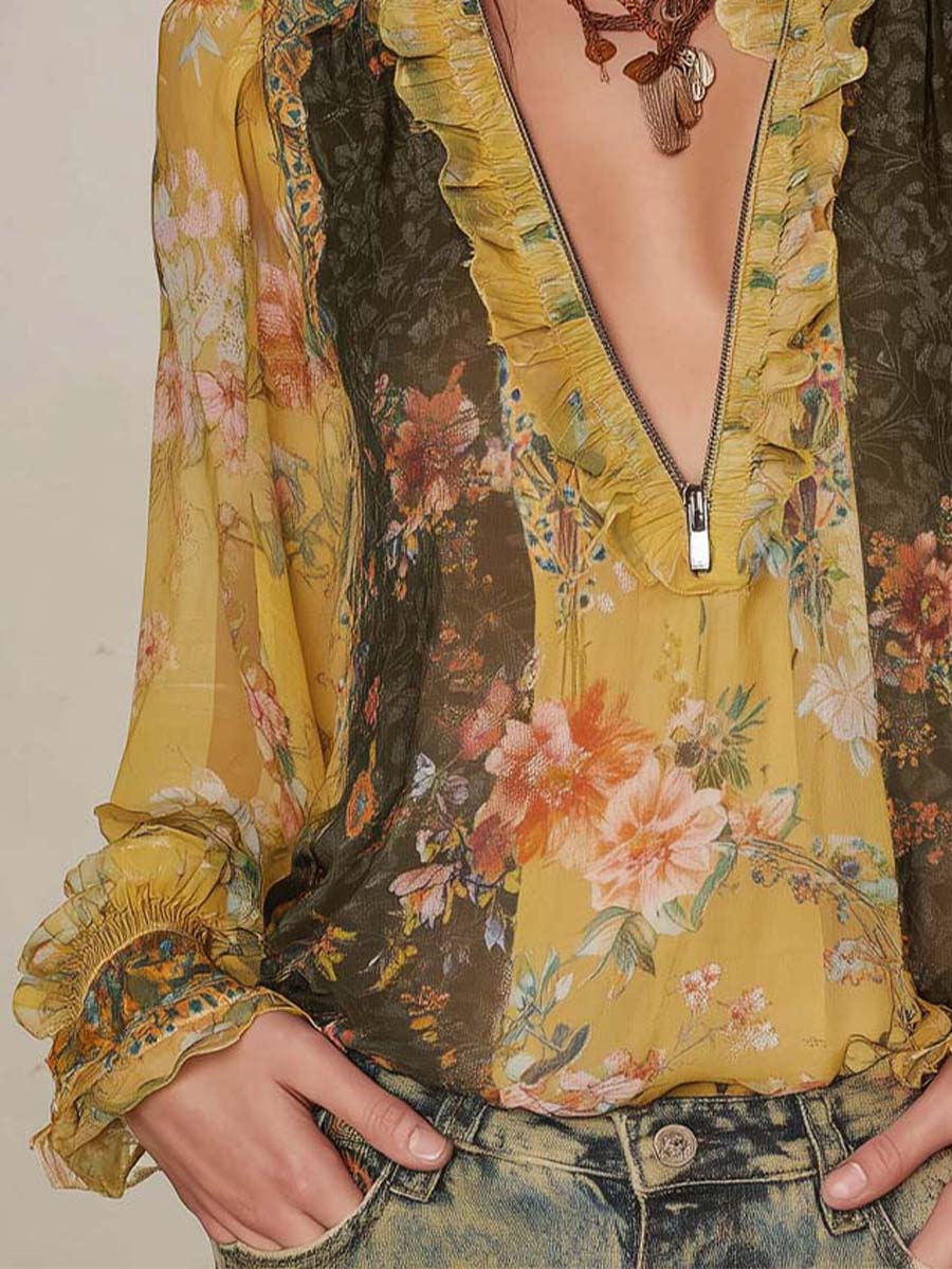 Willa London™ | Vintage Blossom Ruffle Blouse