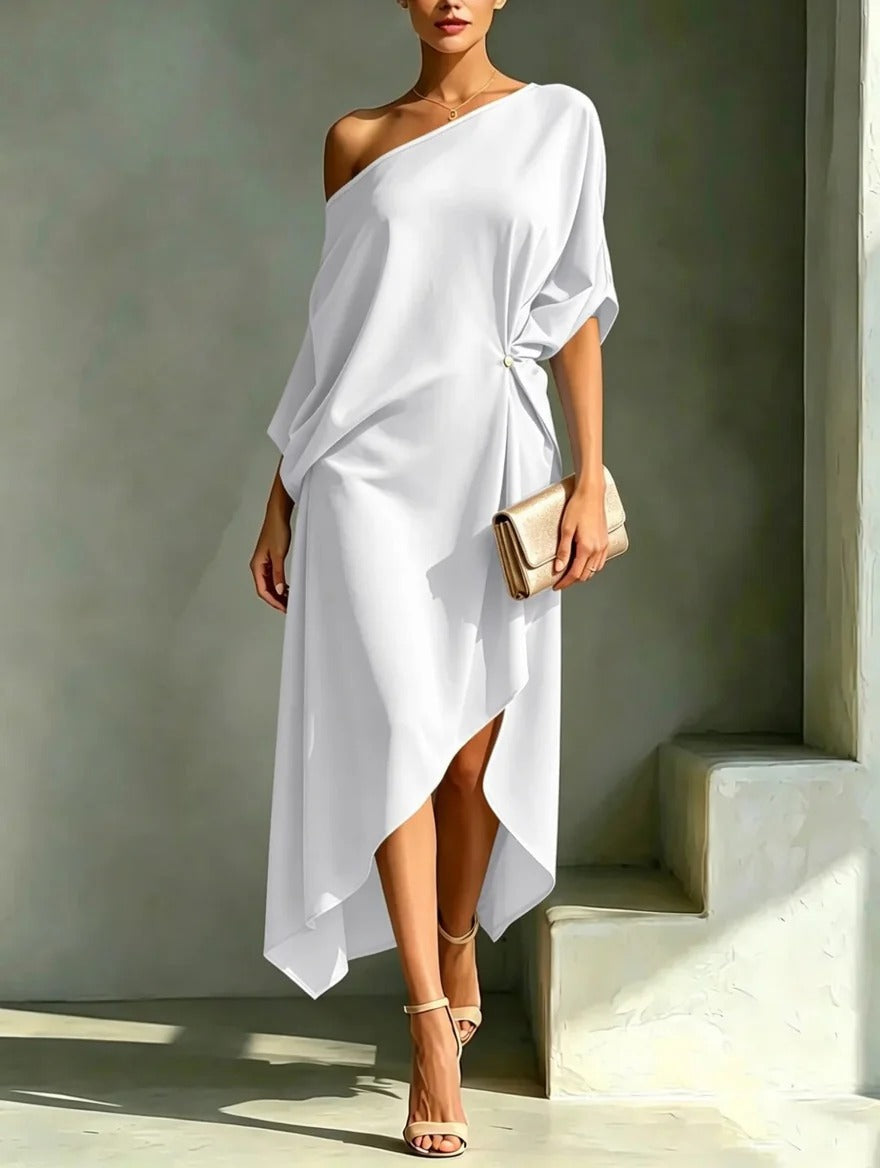 Willa London™ | Asymmetric Elegance Midi Dress