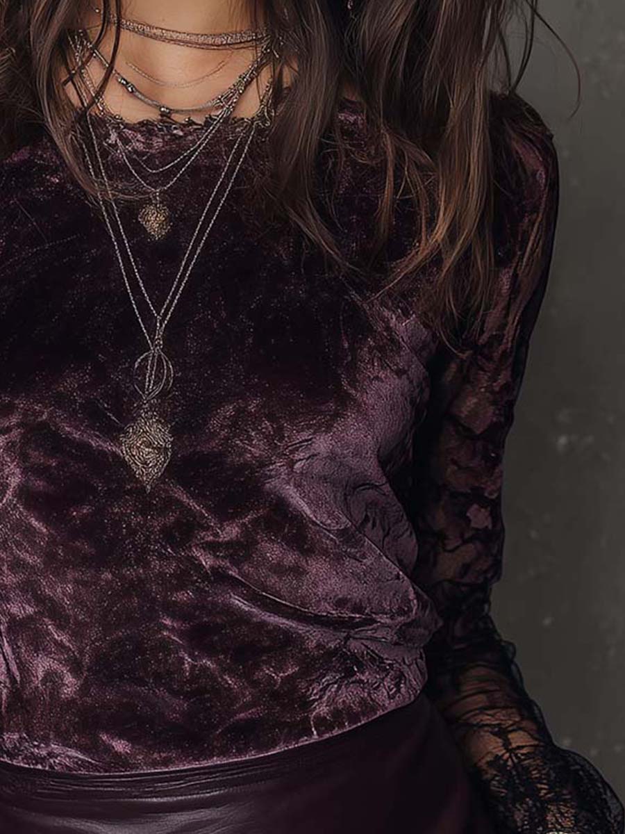 Willa London™ | Midnight Velvet Lace Top