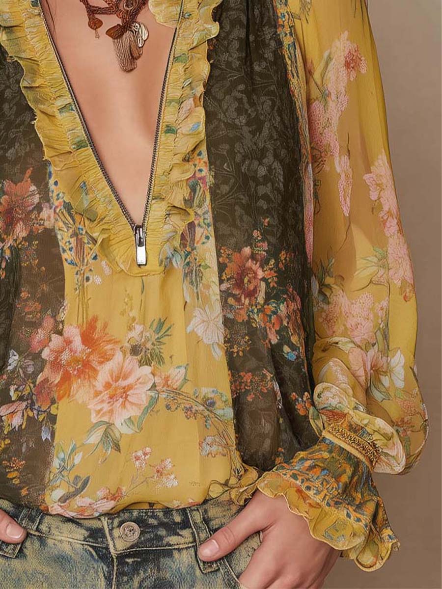 Willa London™ | Vintage Blossom Ruffle Blouse