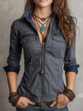 Willa London™ | Heritage Denim Zip Shirt