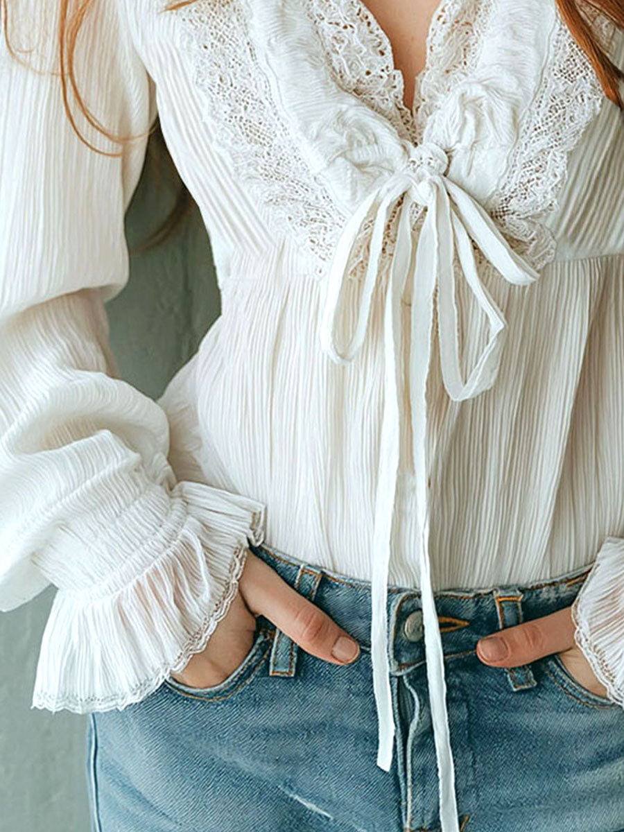 Willa London™ | Ethereal Lace Tie Blouse