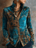 Willa London™ | Velvet Peacock Elegance Blouse