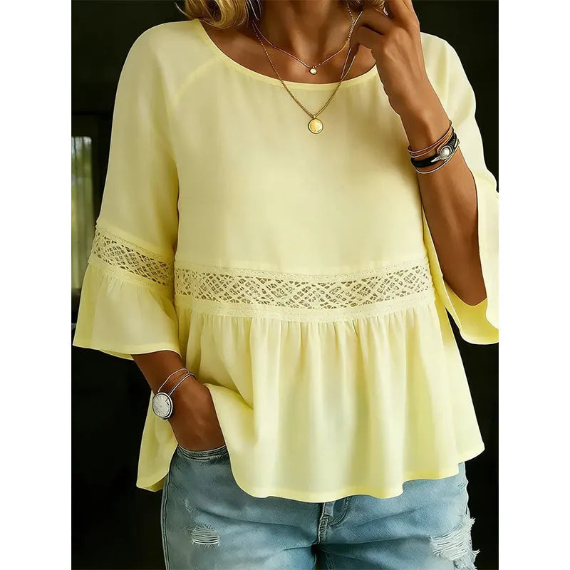 Willa London™ | Lace Trim Basque Blouse