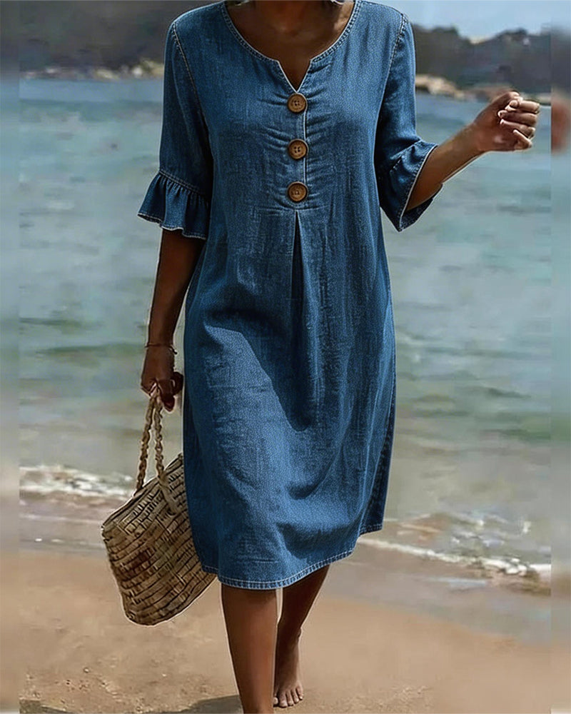 Willa London™ | Serene Denim A-Line Dress