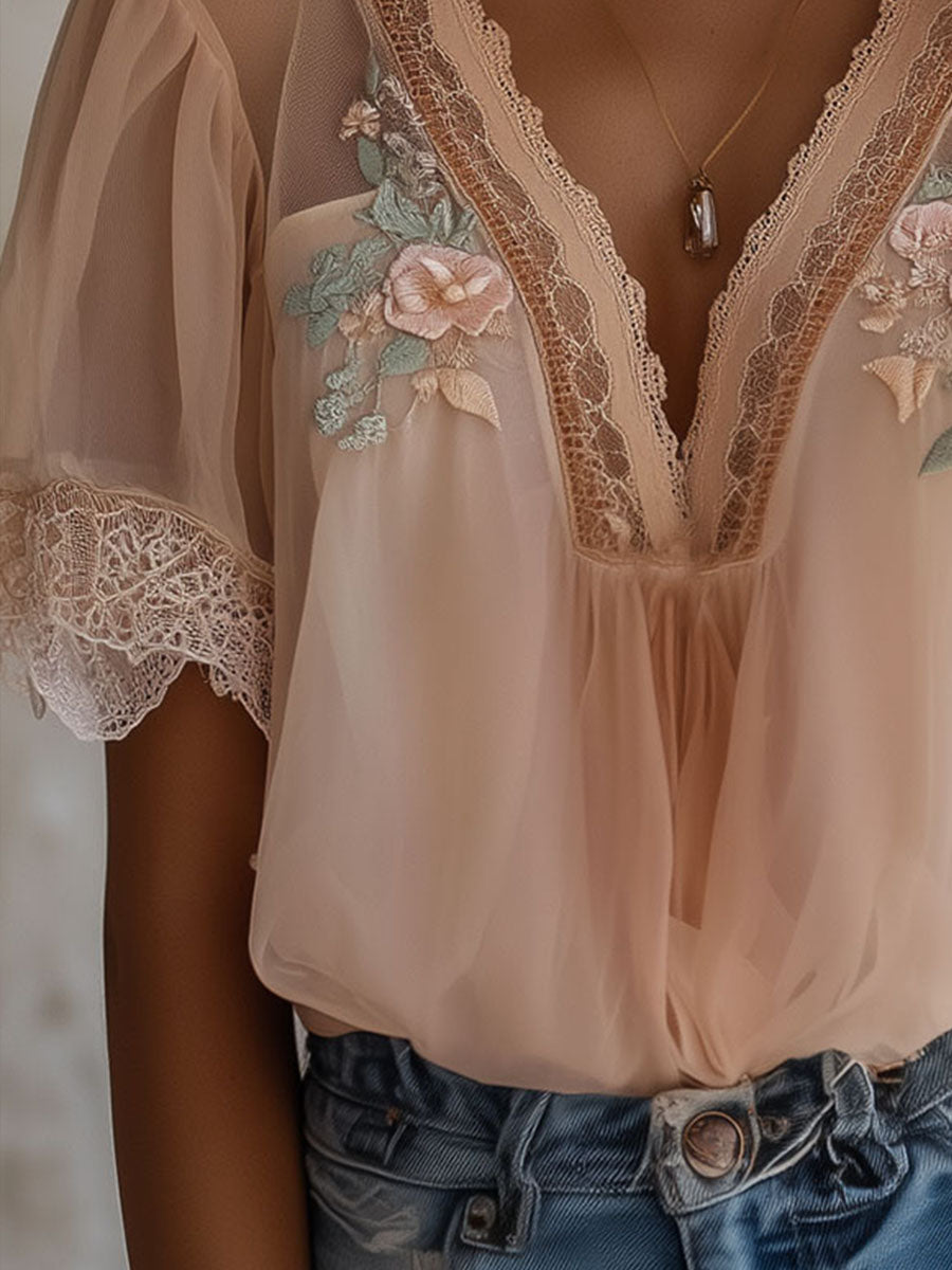 Willa London™ | Bohemian Blossom Chiffon Blouse