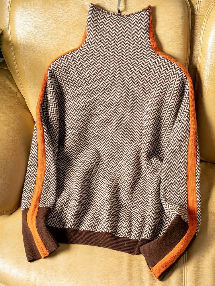 Willa London™ | Striped Elegance Roll Neck Sweater