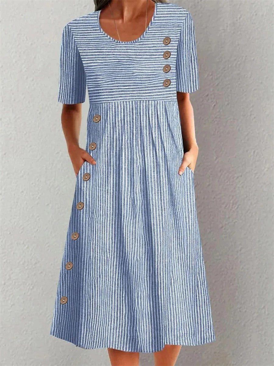 Willa London™ | Striped Elegance Midi Dress