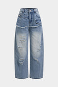 Willa London™ | Asymmetrical Fray Wide Leg Jeans