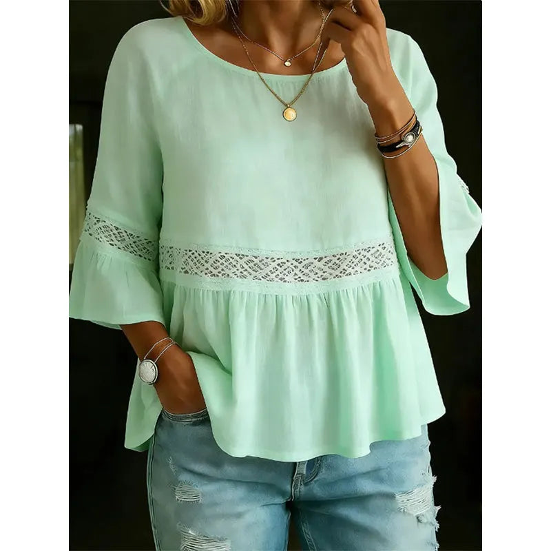 Willa London™ | Lace Trim Basque Blouse