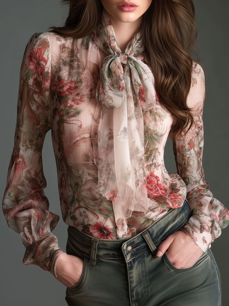 Willa London™ | Vintage Blossom Chiffon Blouse