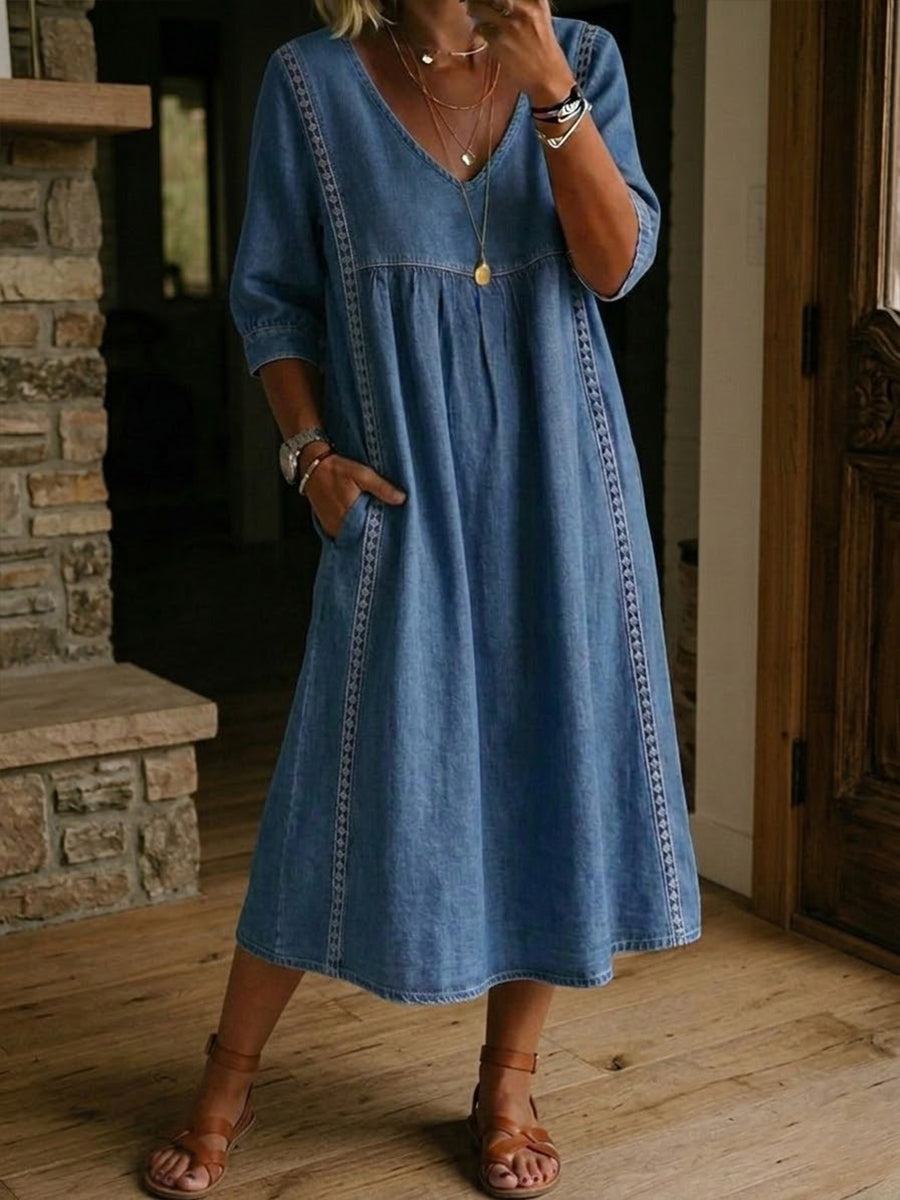 Willa London™ | Serene Lace Denim Dress