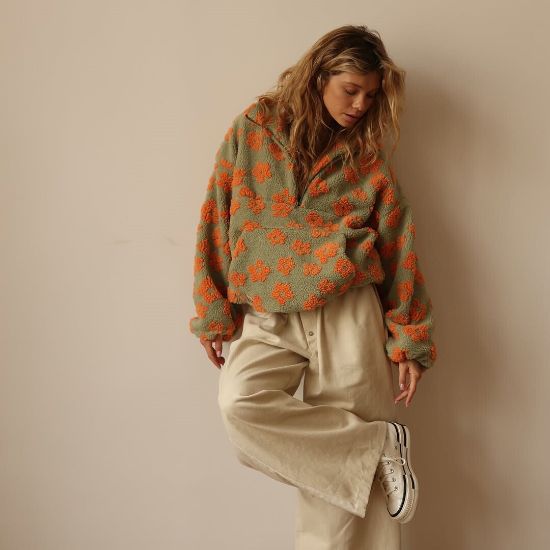 Willa London™ | Bohemian Blossom Oversized Sherpa Sweatshirt