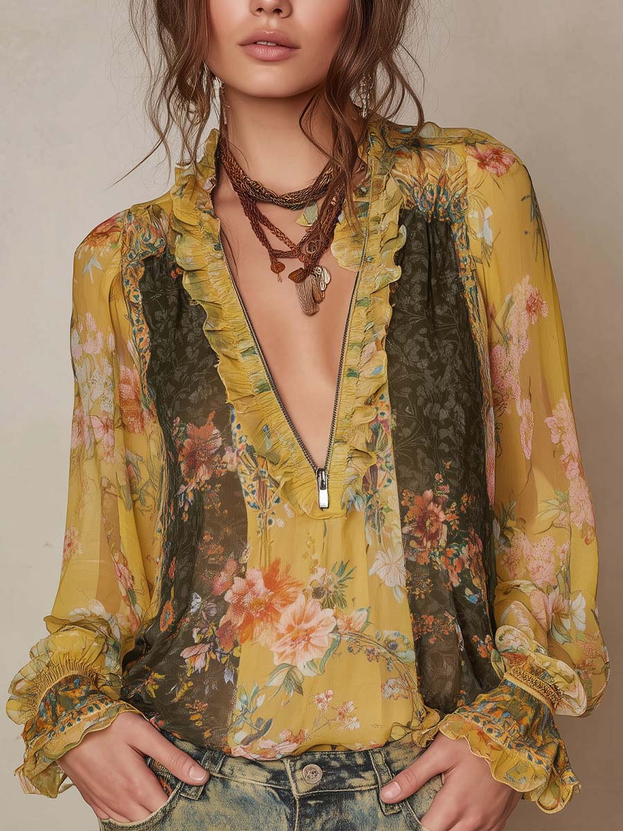 Willa London™ | Vintage Blossom Ruffle Blouse