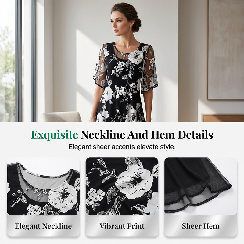 Willa London™ | Celestial Floral Chiffon Dress