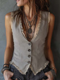 Willa London™ | Lace Elegance Striped Vest