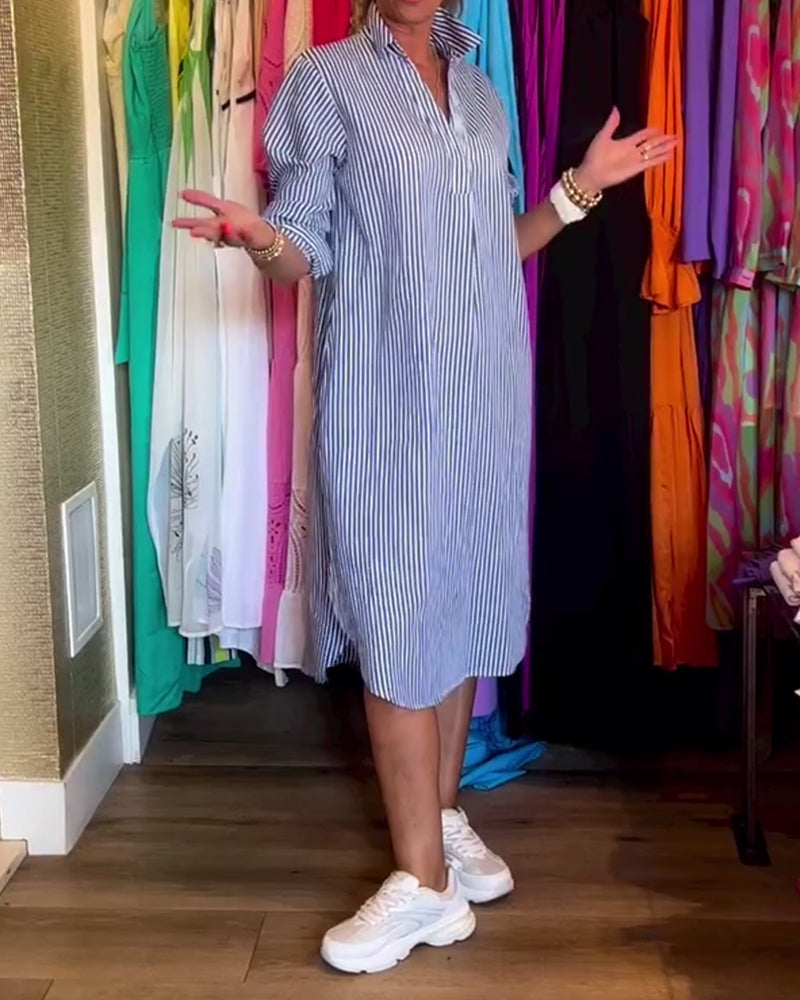 Willa London™ | Striped Elegance Shirt Dress