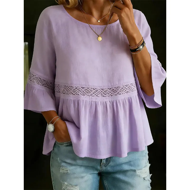 Willa London™ | Lace Trim Basque Blouse