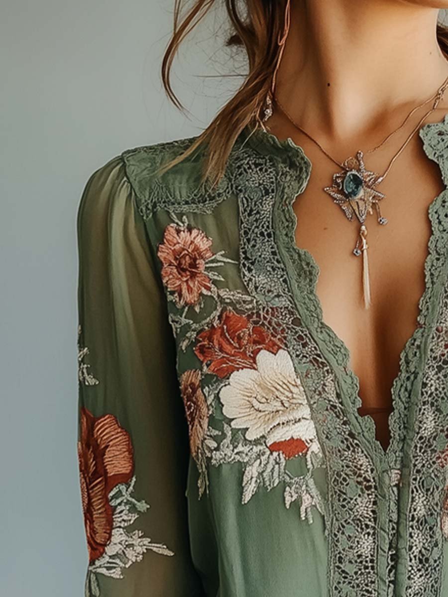 Willa London™ | Vintage Sage Lace Blouse