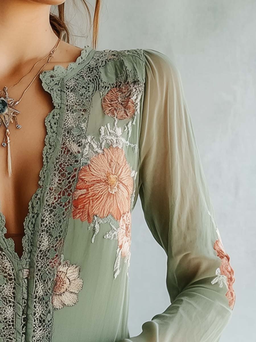 Willa London™ | Vintage Sage Lace Blouse
