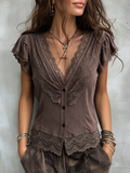 Willa London™ | Vintage Lace V-Neck Blouse