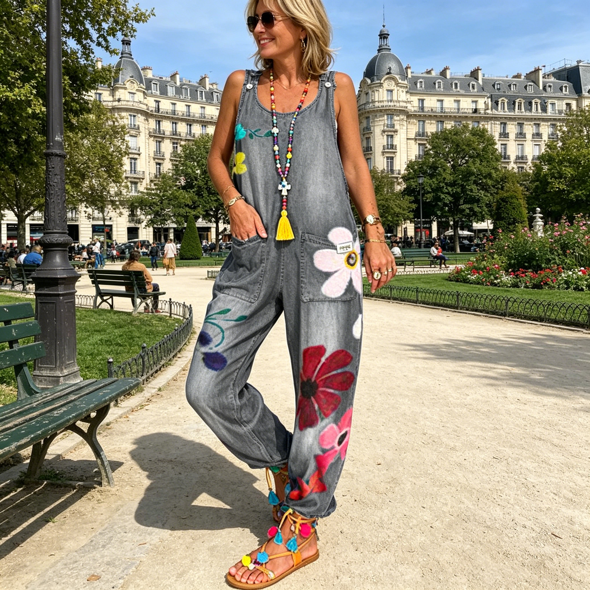 Willa London™ | Bohemian Blossom Denim Jumpsuit