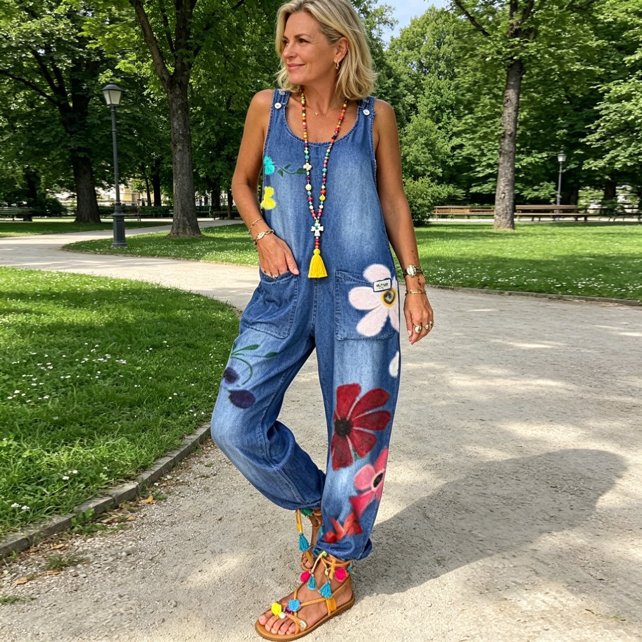 Willa London™ | Bohemian Blossom Denim Jumpsuit