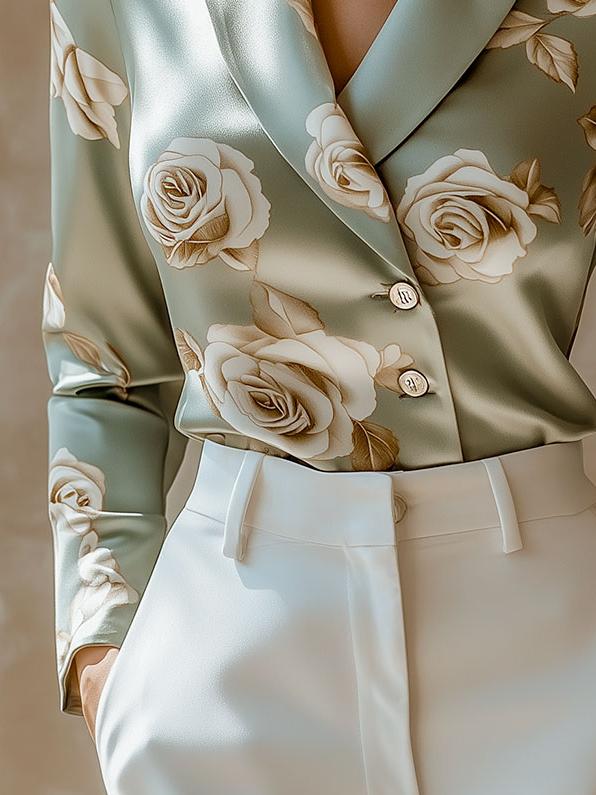 Willa London™ | Satin Elegance Lapel Shirt