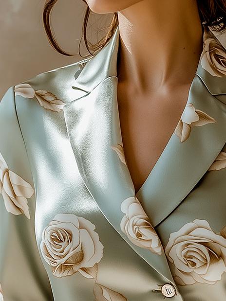 Willa London™ | Satin Elegance Lapel Shirt