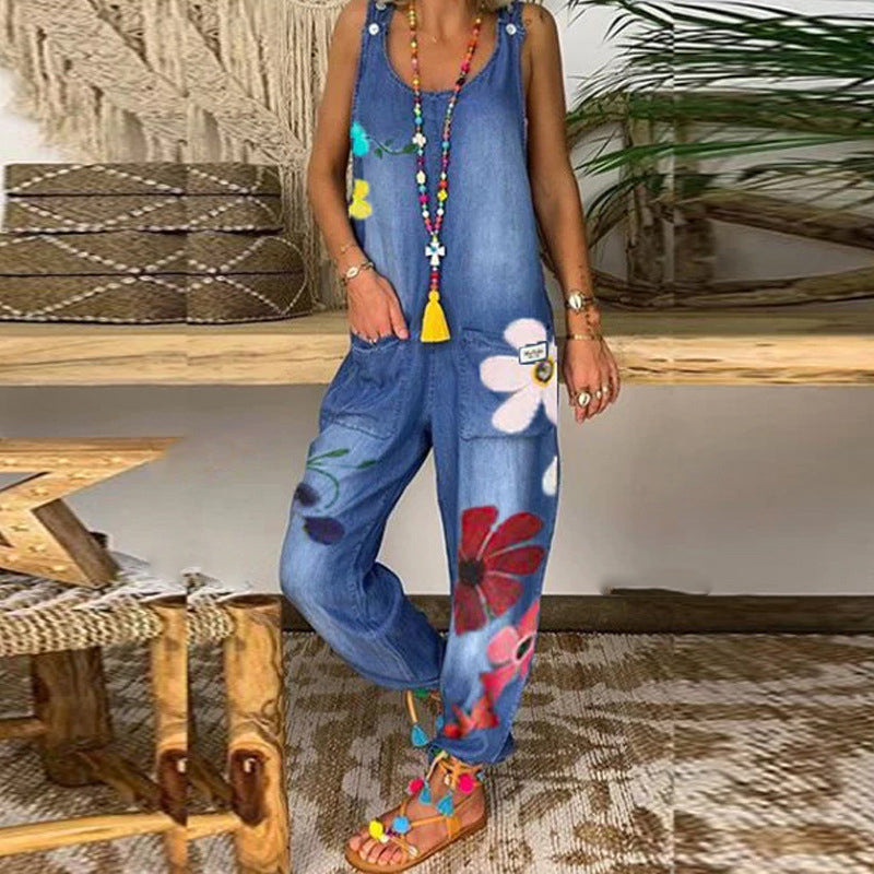 Willa London™ | Bohemian Blossom Denim Jumpsuit